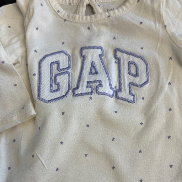GAP baby - pair of long sleeve Bodysuit onesies - Navy and Cream - Picture 4 of 7